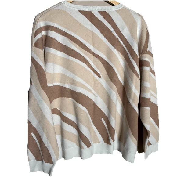 GILLI Abstract Crew Neck Sweater Women's Size Large Cream Multi Long Sleeve - Picture 6 of 8